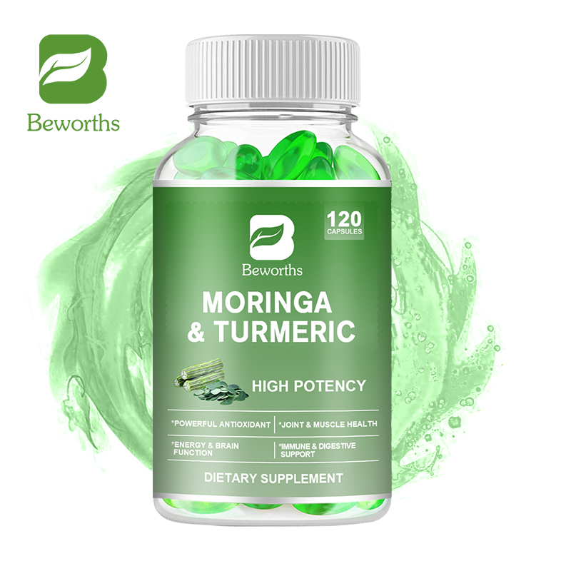 BEWORTHS Viên nang Moringa 500mg với nghệ Tiêu đen Thêm chất chống oxy hóa mạnh mẽ Năng lượng & Chức năng não Sức khỏe khớp & cơ bắp Hỗ trợ miễn dịch & tiêu hóa