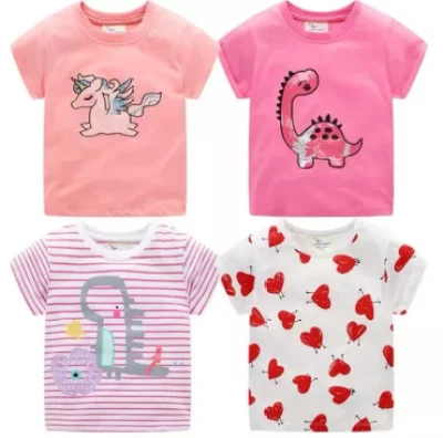 BABA Branded Baby Shirt Top Boy Girl Cotton T Shirt Random Design Tees (1)
