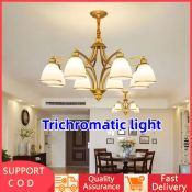 "Nordic LED Chandelier with Tricolor Bulbs - Living Room Light"