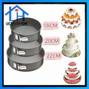 3-Piece Non-Stick Round Cake Pan Set - 18cm, 20cm, 22cm