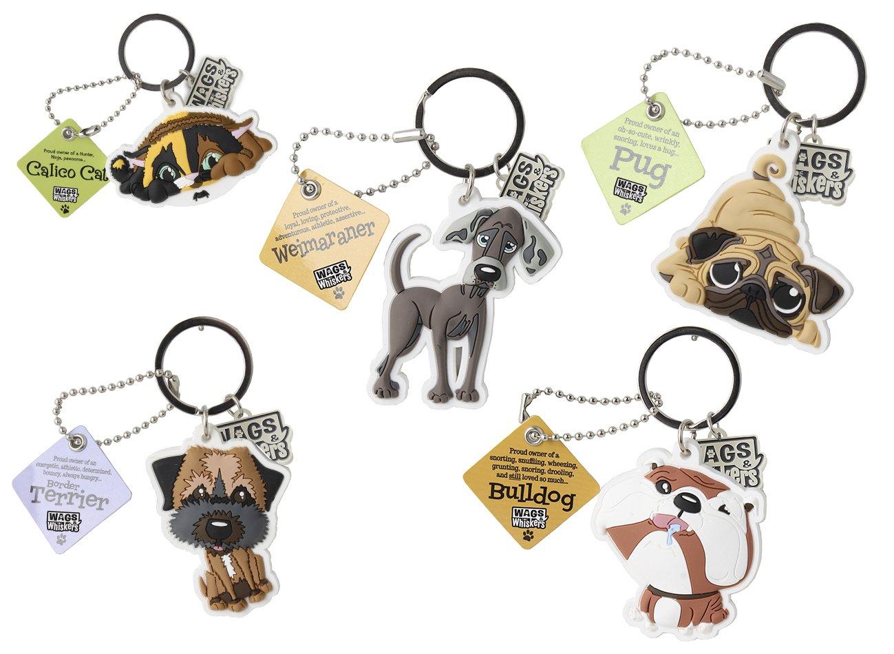 Wags and Whiskers Key Chain with Keyring/Key Holder Dogs Cats