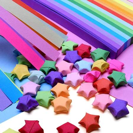 Lucky Star Origami Paper Strips, Gradient Color Star Paper Strip Double Sided Lucky Colorful Star, Glow in Dark Lucky Star Decoration Folding Paper for Arts Crafting Supplies, School Teaching, Diy Projects