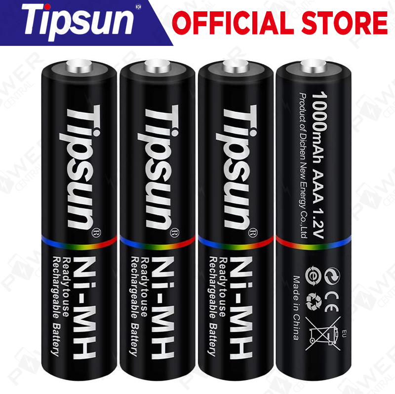 Tipsun AAA Rechargeable Batteries - High Capacity, 1000mAh, 1000