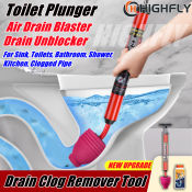 Air Drain Blaster Toilet Plunger Set - High Pressure Clog Remover