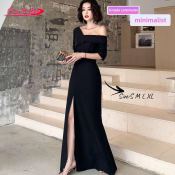 Pang DuDu One-Shoulder Black Evening Gown