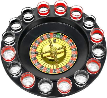 ToysWorld Shot Glass Roulette Drinking Game Set Glasses Beer Game 2 Balls and 16 Glasses