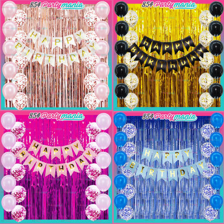 22PCS Happy Birthday Party Decoration set party Package complete set Foil Curtain with balloons Confetti balloons with birthday banner party bundle set sold at 854Partymania Birthday Party Needs Decoration