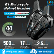 E1 Bluetooth Motorcycle Helmet Intercom for 2 Riders