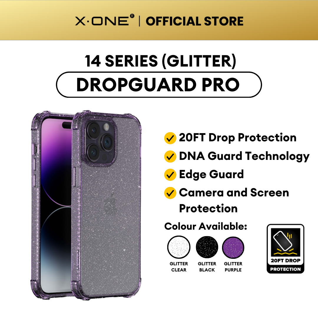 X.One Dropguard Pro Glitter Series Impact Protection Casing for i Phone 14 Pro Max/14 Pro/14 Plus/14
