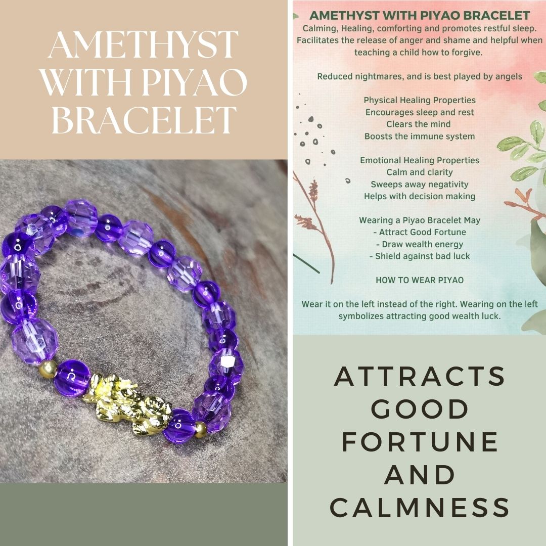 Citrine & Amethyst Round Bead Bracelet (Release Stress)-chantamquoc.vn