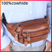 Genuine Leather Waist Bag - Unisex Outdoor Sling Bag