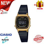 Casio Womens Vintage Digital Gold Steel Watch, 2 Year Warranty