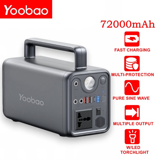 Yoobao EN300WLPD 220V 300W 72000mAh Pure Sine Wave Power Station Portable Large Capacity Generator with LED Light