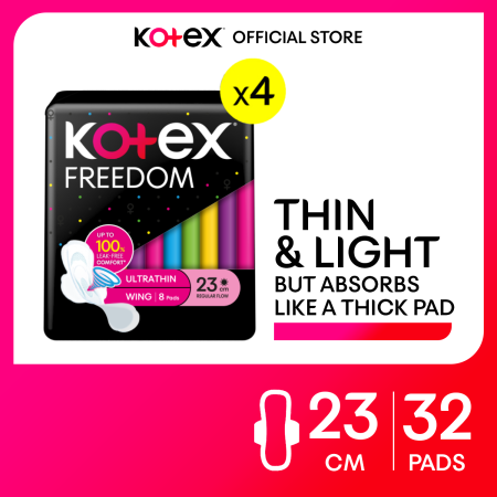 Kotex Freedom Ultrathin Pads - 8 Pads x 4 Packs