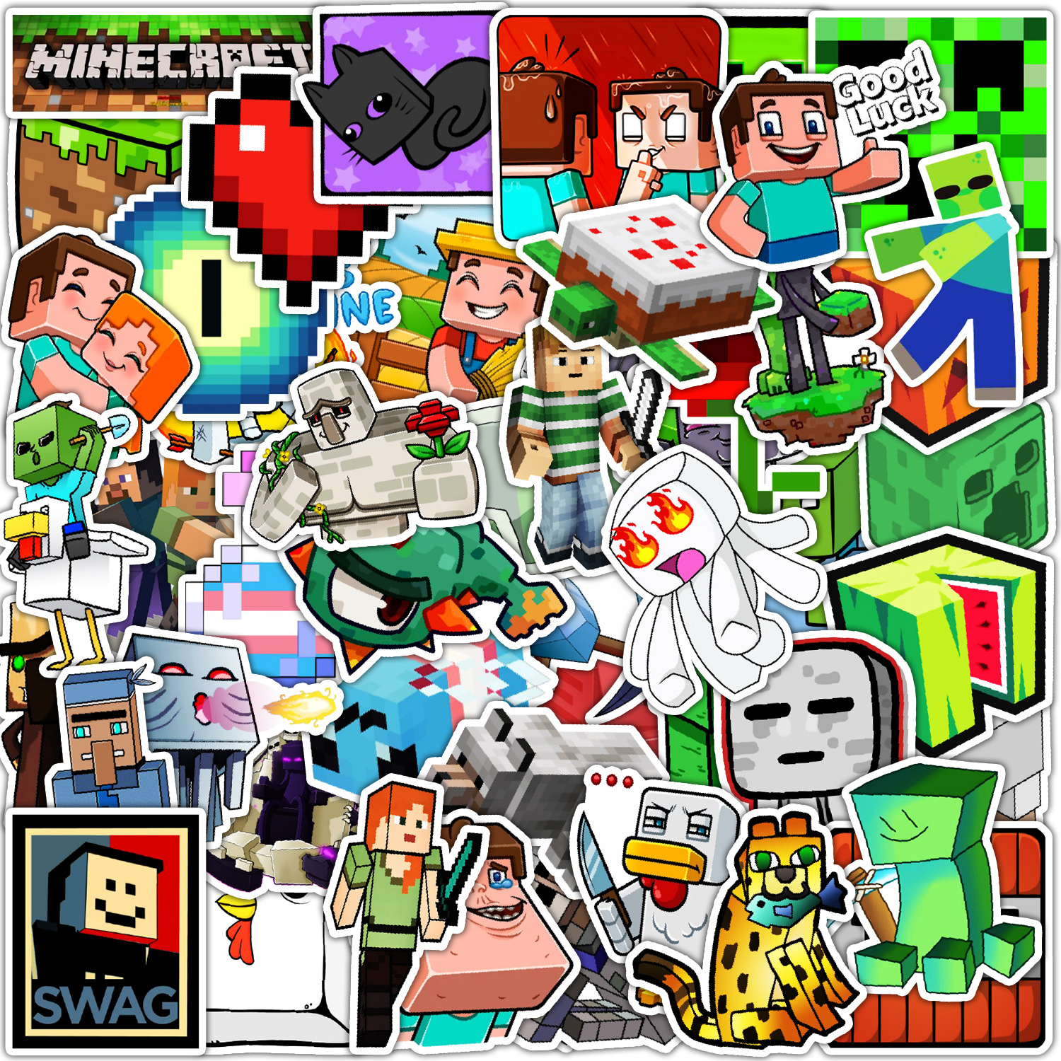 Minecraft Water Bottle and Sticker Set