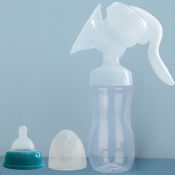 Manual Silicone Breast Pump with Bottle - Hands-Free Portable