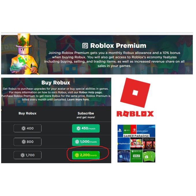 Robux 1000 Or 2600 Roblox Premium Card Cod Lazada Ph - 800 robux premium