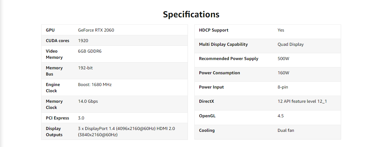ZOTAC GAMING GeForce RTX 2060 6GB GDDR6 ZT-T2060H-10M Graphics Card