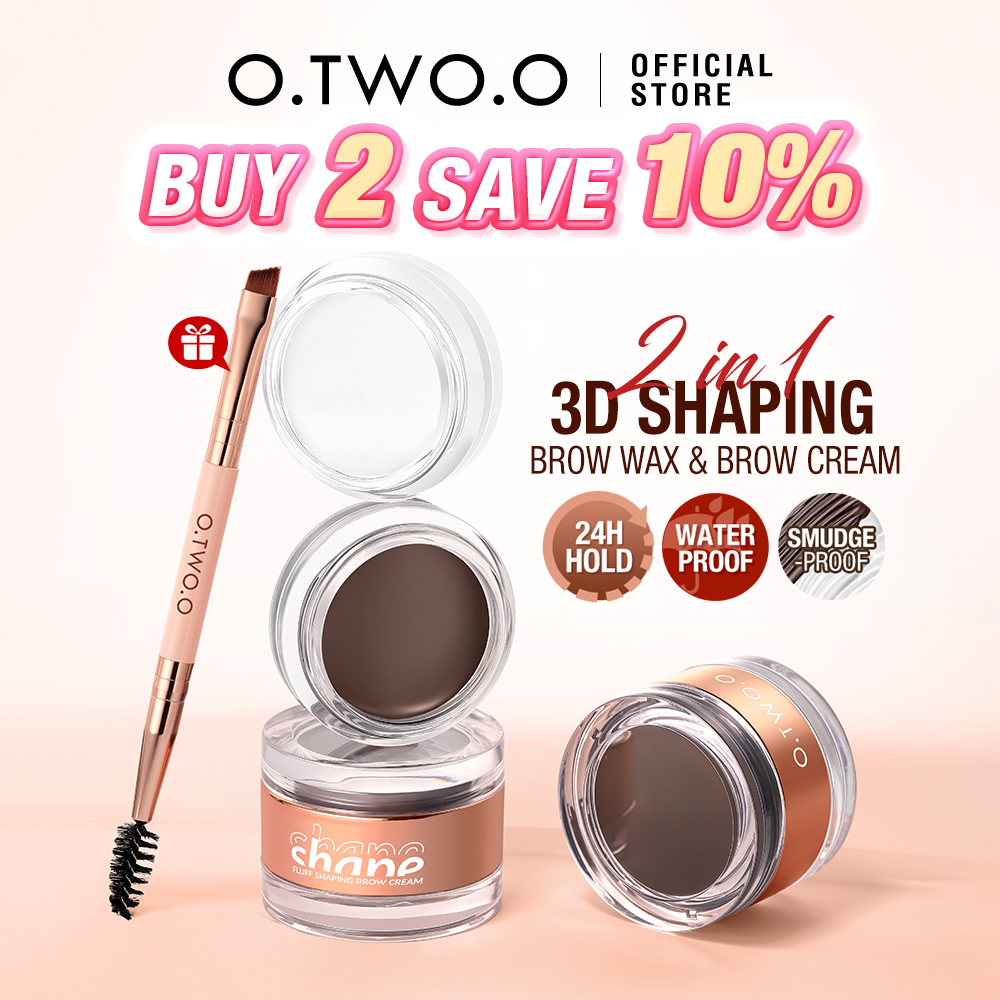 Discount on O.Two.O  shoes - SKU: O.Two.O 2 In 1 Eyebrow Cream& Bow Wax With Brush 3 Colors Long Lasting Waterproof Eye Brow Tint Enha
