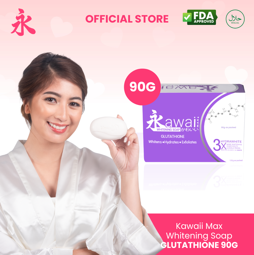 Kawaii Max Glutathione Whitening Soap 90g Premium Anti-Acne Brightening Soap  Halal Exfoliating Moisturizing Soap Gentle Formula Anti-Aging Soap - Lazada  | Lazada PH
