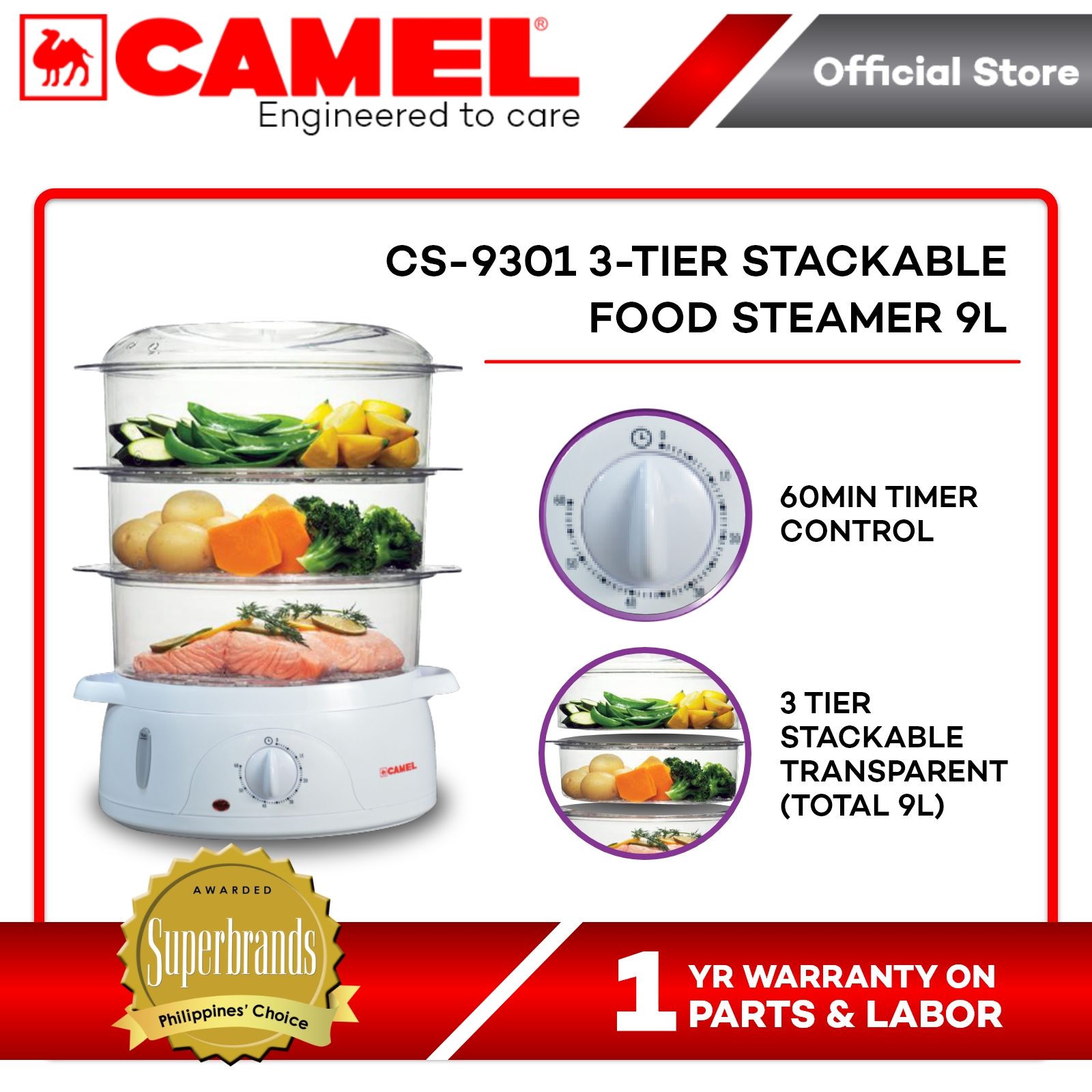 anko 3 tier food steamer