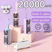 Mini Pocket 20000mAh Power Bank with LED Light, Type-C/iPhone