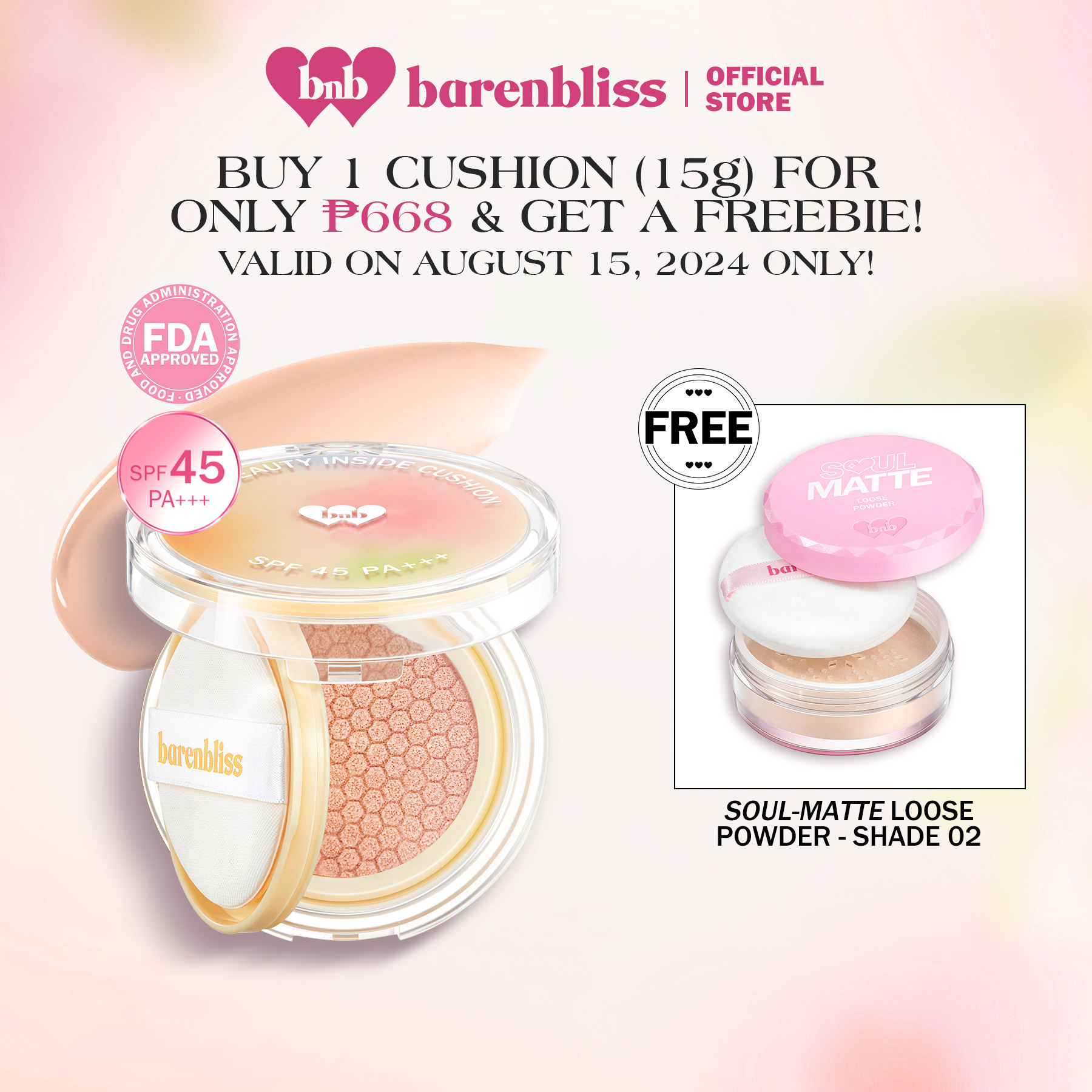 Discount on Barenbliss  shoes - SKU: 【8.15】【FREE LOOSE PWDER 02  】 barenbliss BNB Korean Bloomatte True Beauty Inside Cushion 15g  | Oil 
