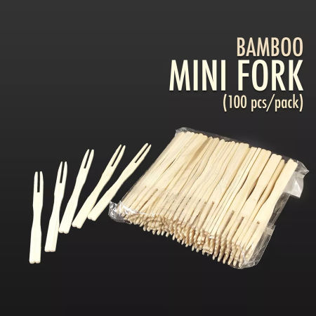 100pcs Bamboo Mini Fork 9cm