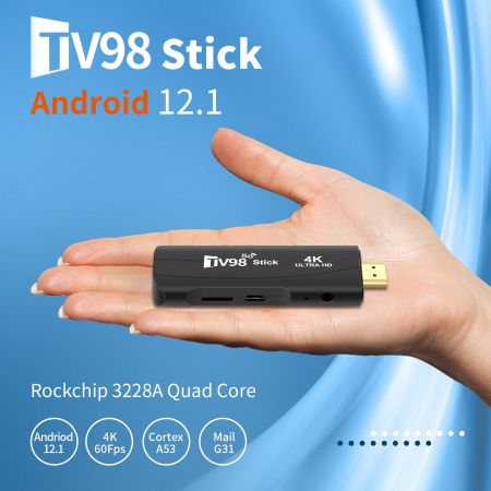 TV98 Stick Ultra HD 4K Smart TV Box, Android 12.1