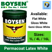 Boysen Permacoat Latex White Paint, 1L or 4L