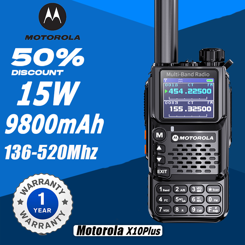 Motorola X10Plus two way radio walkie talkie long range 20KM 15Watt high-capacity 9800mAH 199 Channels