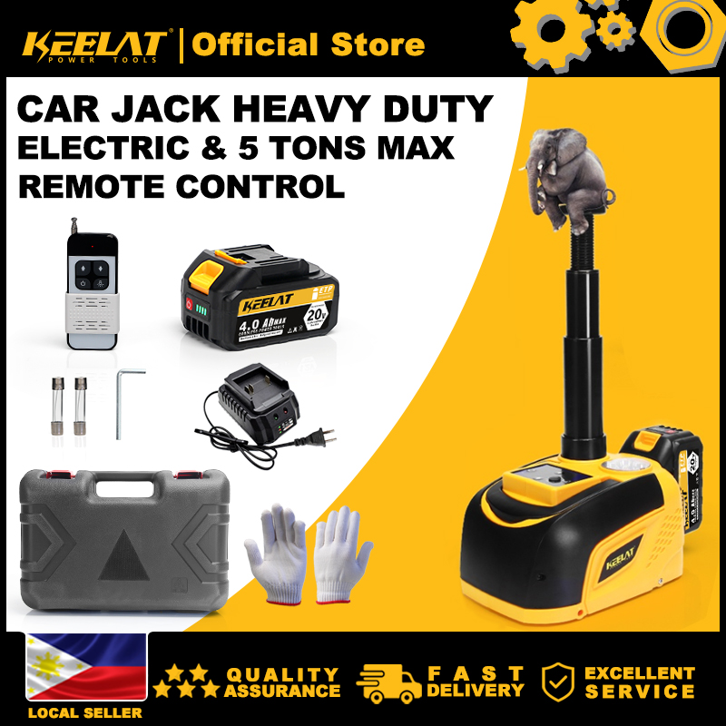 KEELAT Electric Car Jack Stand Heavy Duty 5 Tons Cordless Car Jack Lift 150W Hydraulic Bottle Jack Tools