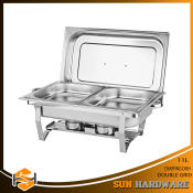 SUN HARDWARE 11L Stainless Steel Double Chafing Dish Tray