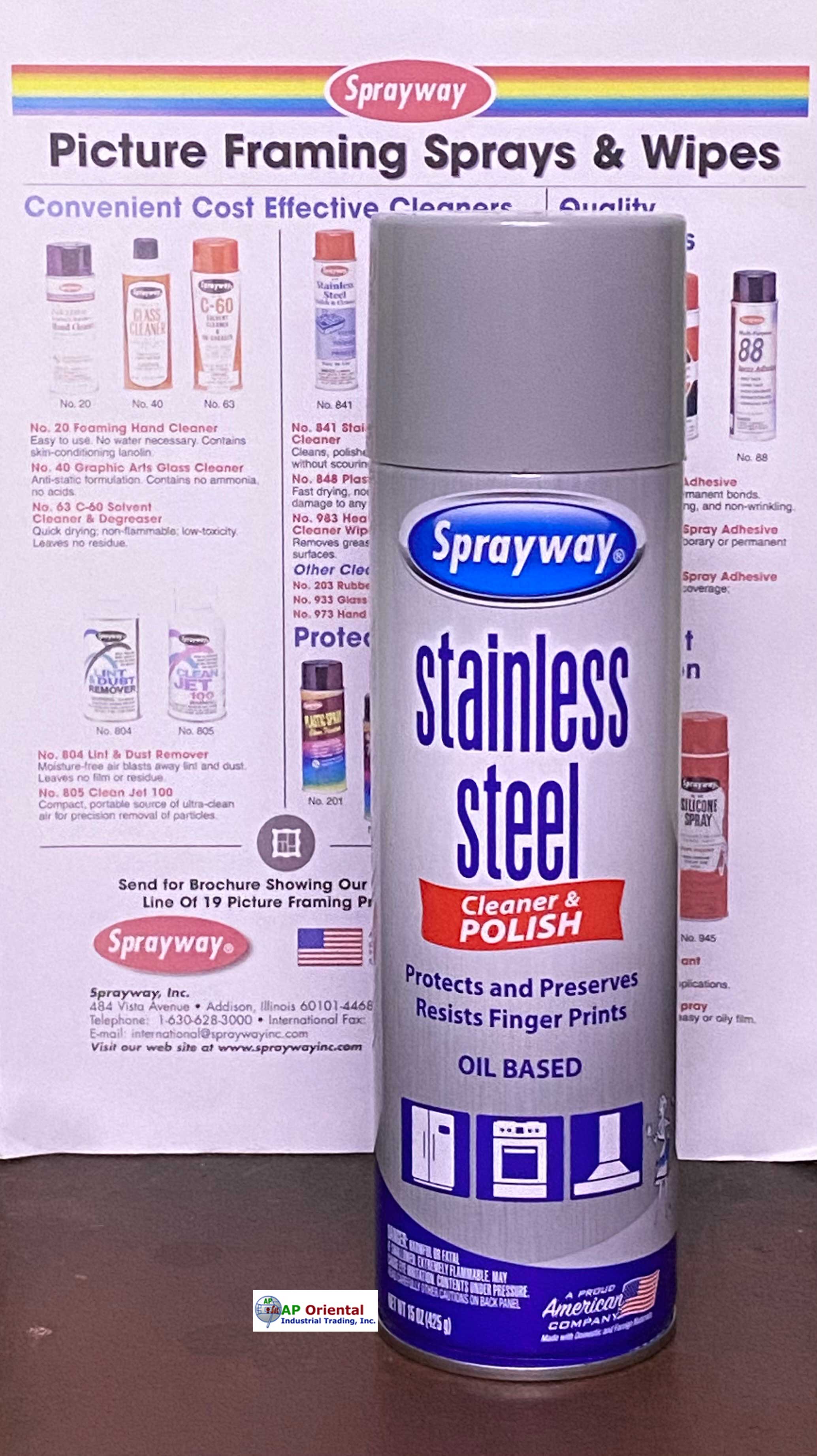 Sprayway SW841 Oil-based Stainless Steel Cleaner and Polish, Protects and  Preserves, Resists Streaks and Finger prints, 15 Oz.