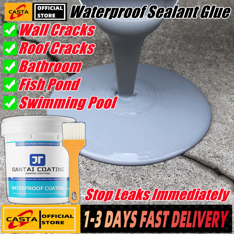 🔥Free Brush🔥Super Waterproof Glue Sealant 300ml/1000ml Repair Roof,Wall Cracks,Fish Pond,Swimming Pool,Leaks Grey/Transparent/White/Black/Blue Water Proof Glue Sealant Waterproof Roof Leak Concrete Water Proofing Sealant Paint