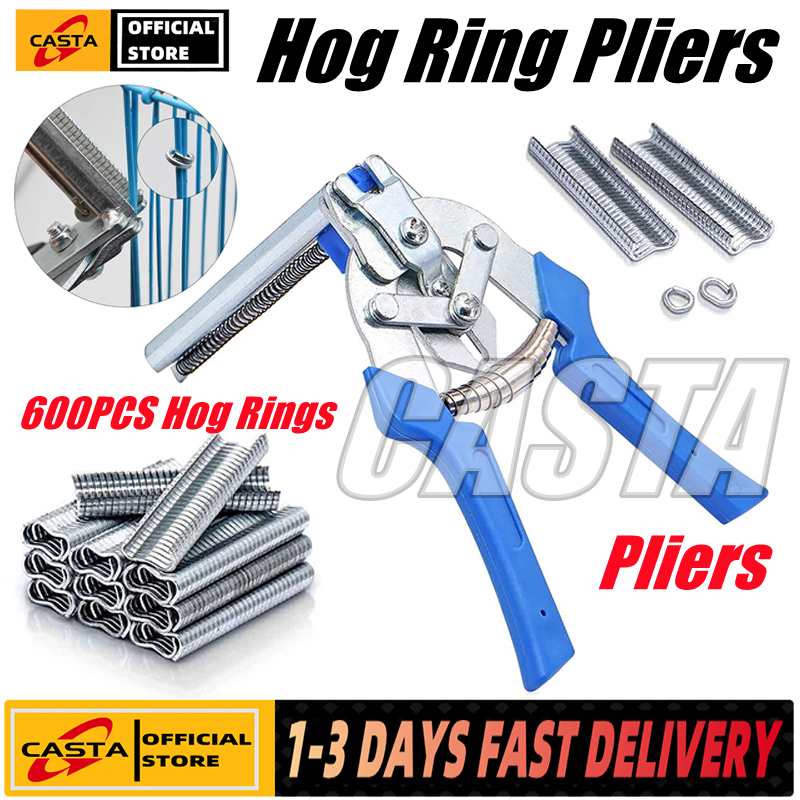 Hog Ring Plier 600pcs M Clips Staples Chicken Mesh Cage Wire Fencing Ring Plier Poultry Cage Assembly Pliers Fixing Device Pet Pliers Rabbit Quail Cage Installation Tools - Philippines