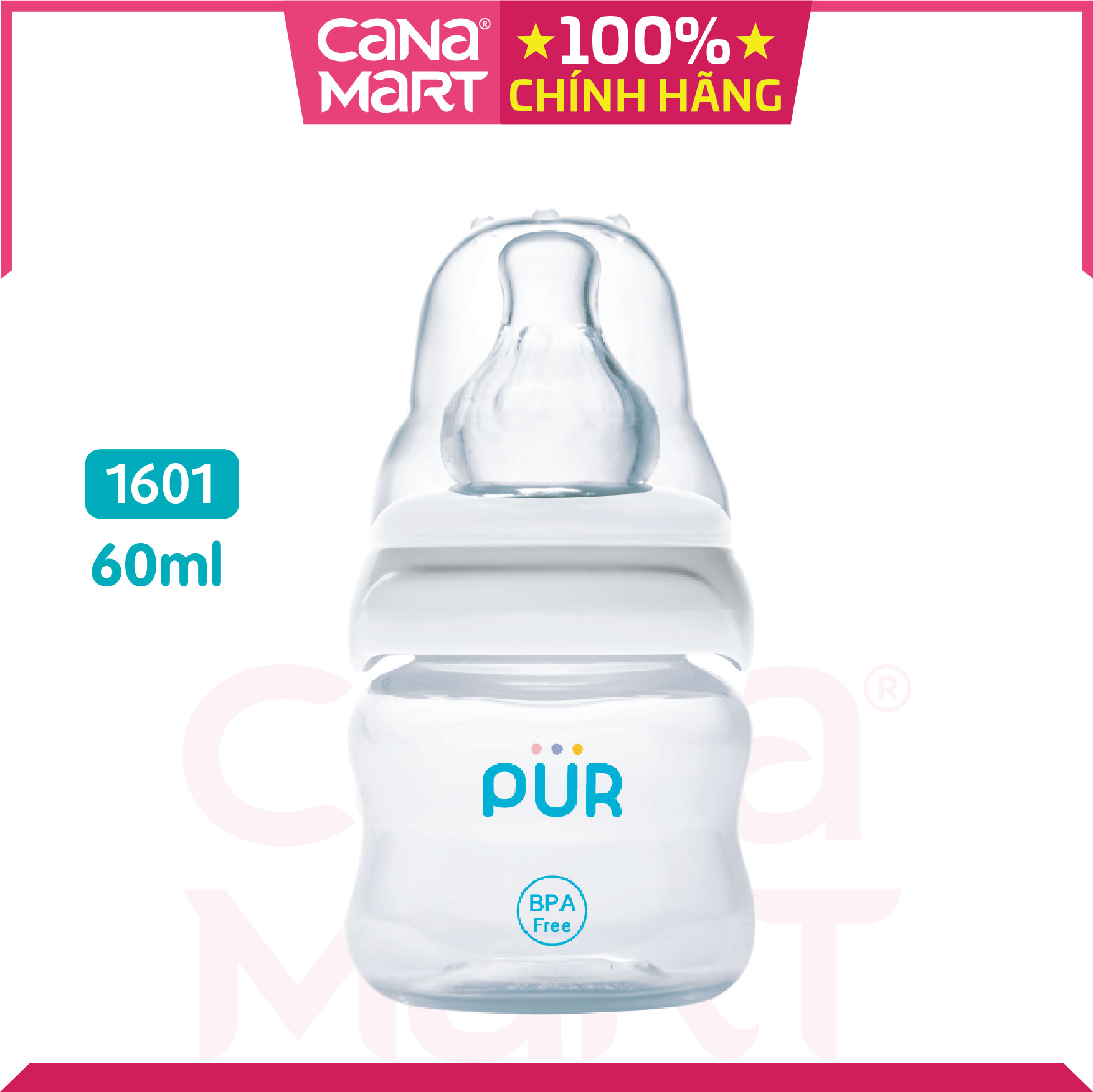 Bình sữa cổ thường Pur Comfort Feeder van chữ V 60ml không chứa BPA 1601