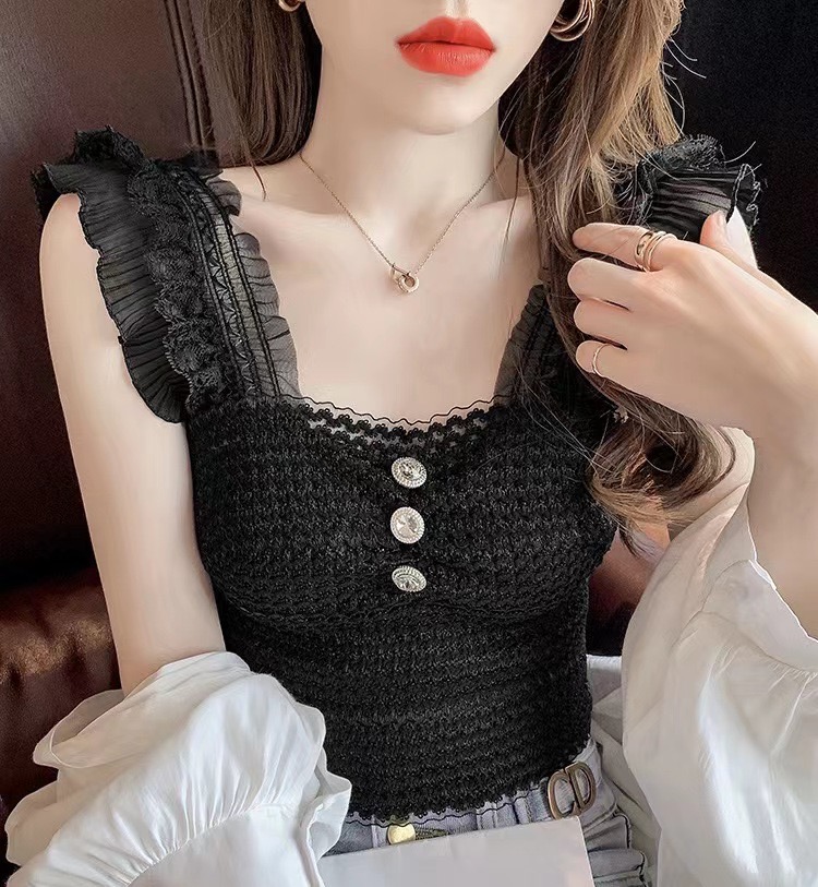 Camisole Summer New Style Design Feel Niche Fungus Side Classy Vest Top#8696 - Image 3