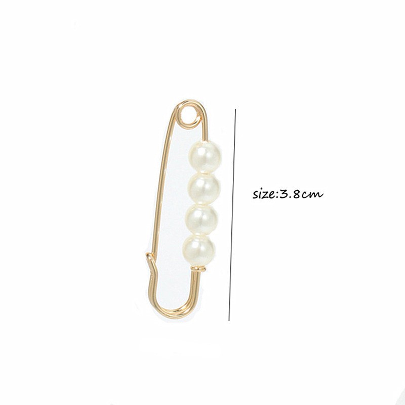 PandaWhole Imitation Pearl Safety Pin Brooches, Alloy Rhinestone Waist Pants Extender for Women, Golden Alloy+RhinestoneSize: Size: about