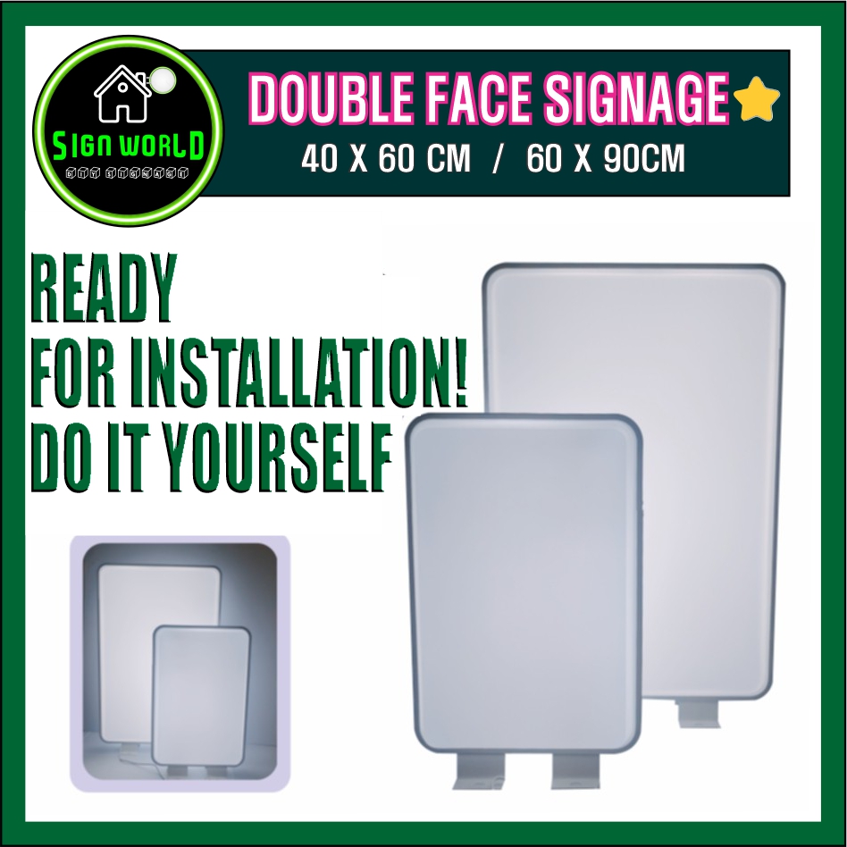LED Light Rectangle Double Sided Signage / Sign Board Sticker DIY