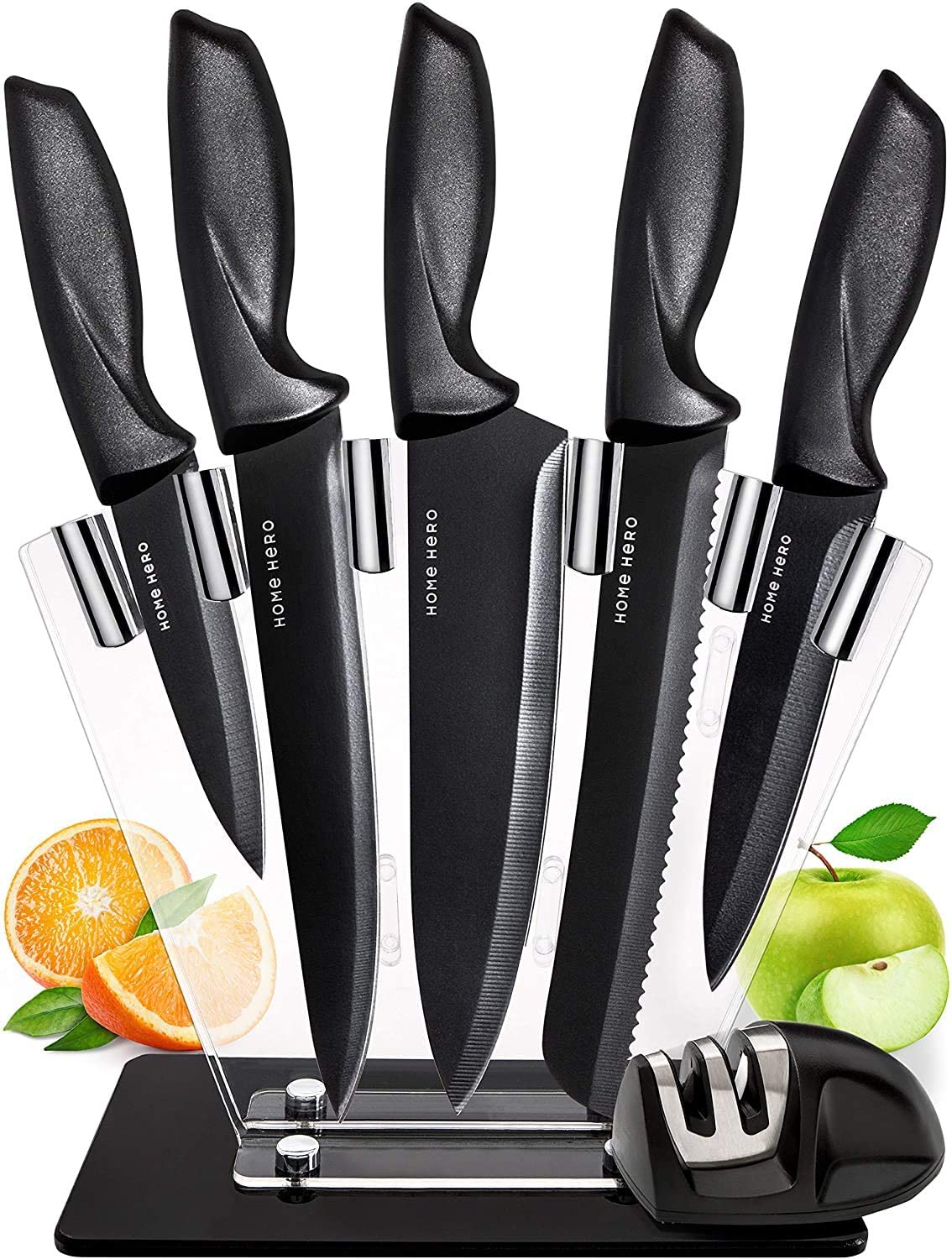 McCook MC39 Knife Set with Built-in Sharpener, 14-Piece Triple Rivet  Cutlery Knife Block Set