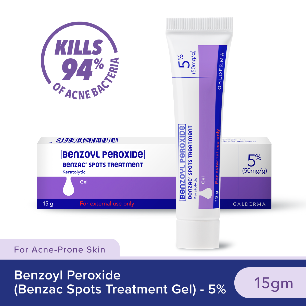 Benzac Benzoyl Peroxide Spots Treatment Gel 5% 15gm