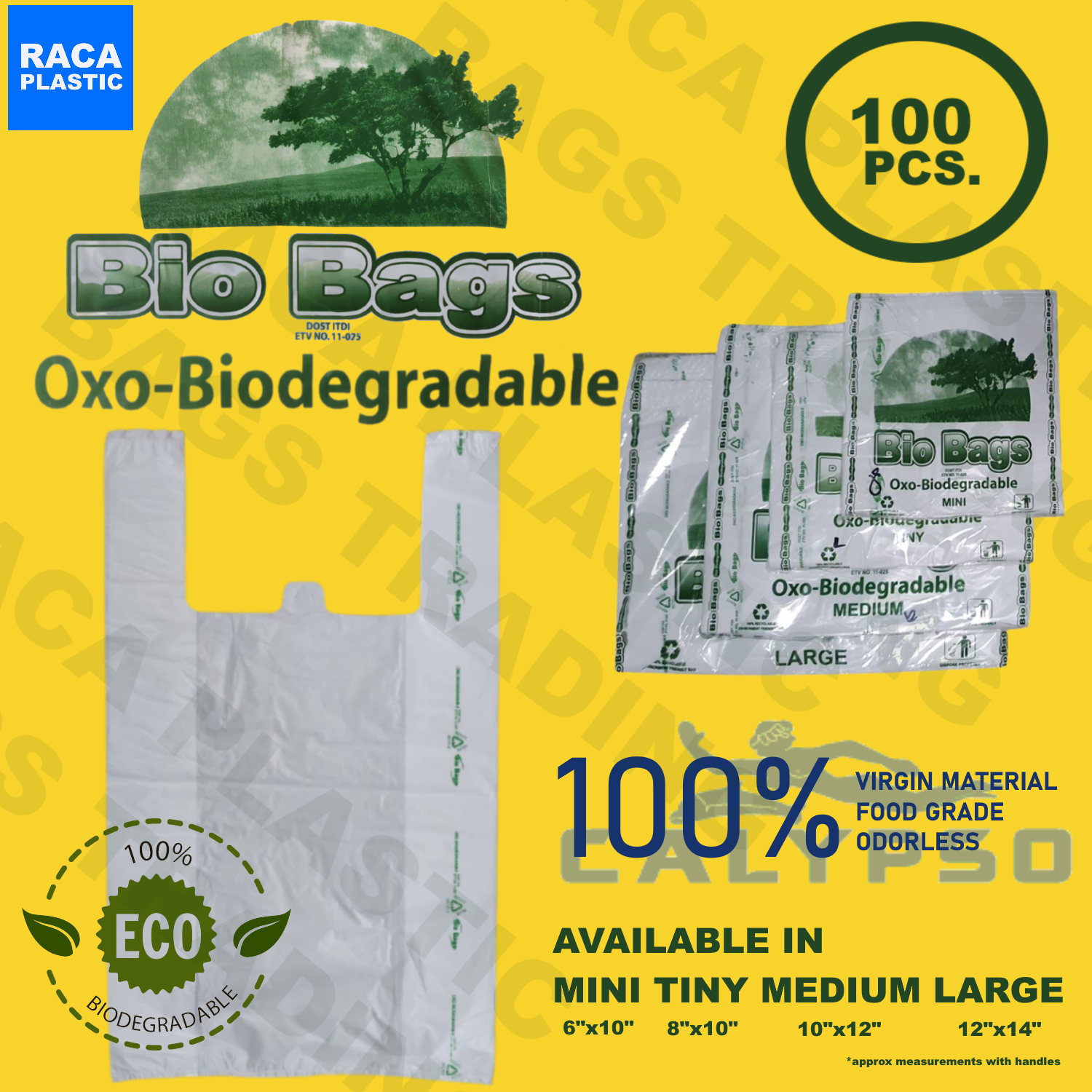 Mini Jumbo White OXO Biodegradable Plastic Bags