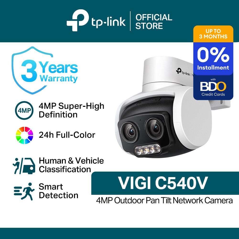 TP-Link Official Store / VIGI C540V / VIGI 4MP Outdoor Full-Color Pan/Tilt Home Security Network CCTV Camera Connect to Cellphone