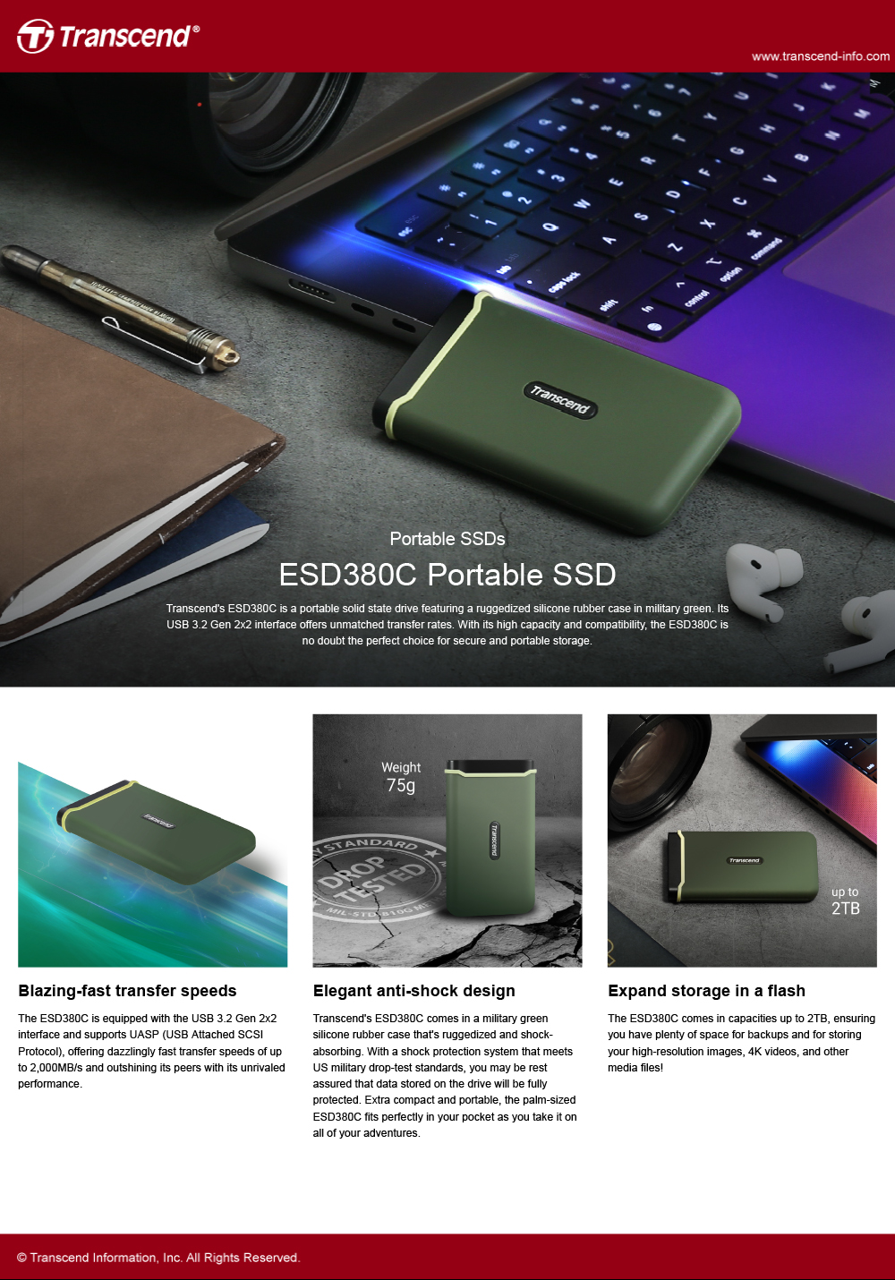 ESD380C Portable SSD - Powerful speed. Great endurance. 