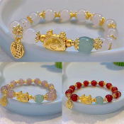 Corinna Lucky Dragon Beaded Bracelet with Agate Jade Charms