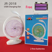 JR Portable Mini Electric Fan with LED Light Lamp