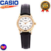 Casio Women's White Dial Leather Band Analog Automatic Watch