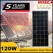 BOSCA 120W Solar Panel - High Performance, 5 Year Warranty