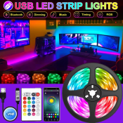 RGB LED Strip Lights with Bluetooth Remote and Music Sync